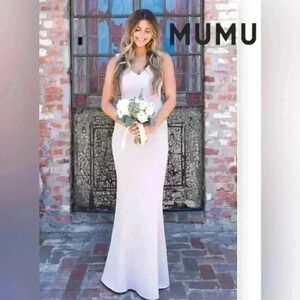 Show Me Your Mumu $198 Morgan Bridesmaid Wedding Dress Gown Beige Formal Prom